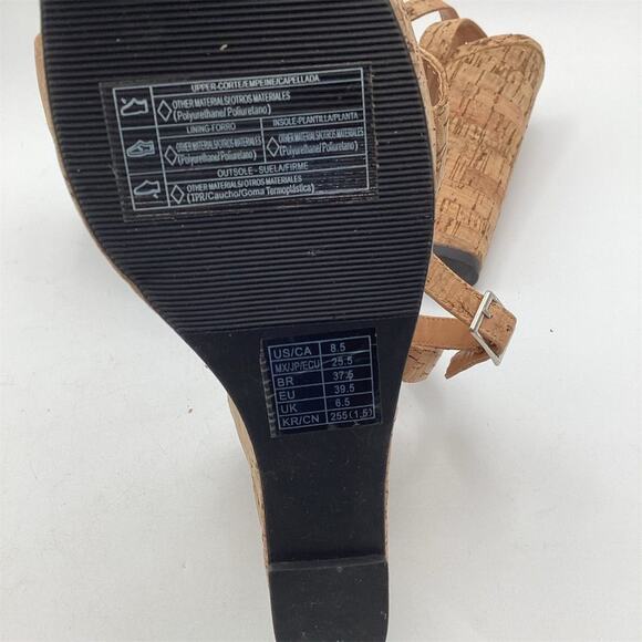 FOREVER 21 Women's Beige Cork Platform Wedge Sandals Size 8.5 - Picture 6 of 13